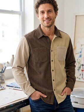 Brooklyn Cloth Mfg Brown Fine Wale Corduroy Shirt Large